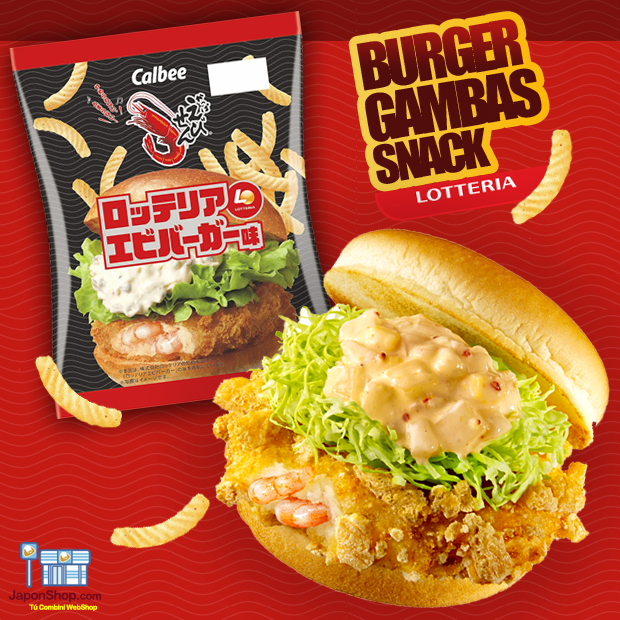 NOVEDAD en JaponShop.com! Snack Calbee Sabor Hamburguesa de Gambas de Lotteria